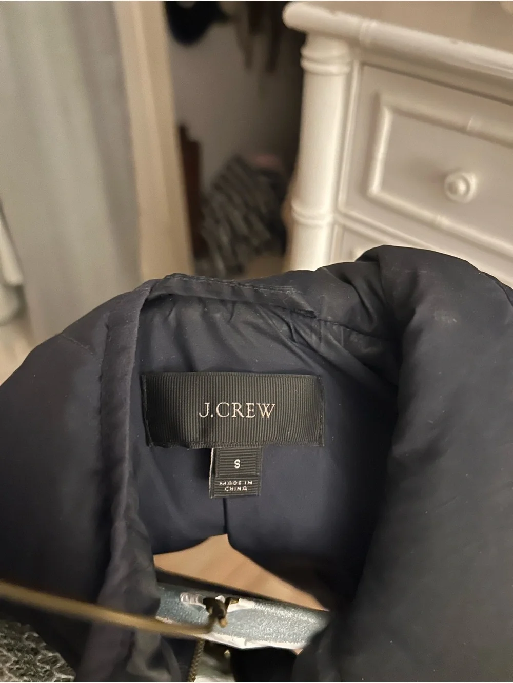 J.Crew Navy Quilted Puffer Vest with Gold Hardware